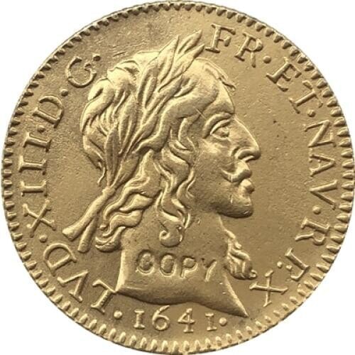 24 - K gold plated 1641 France Louis XIII coins copy