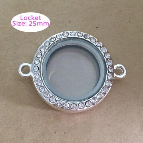 3 Color Round Floating Locket With Double Hole Magnetic Crystal Living Memory Locket For DIY Bracelet Bangle