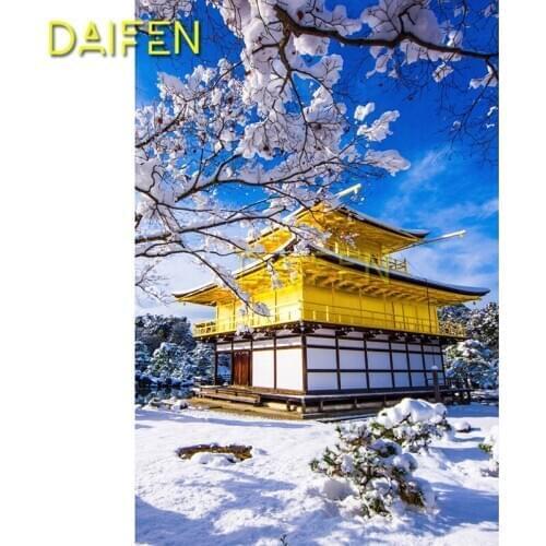 5D DIY Diamond painting Full Square Diamond embroidery Cross stitch winter snow gold palace plum flower Round Diamond mosaic