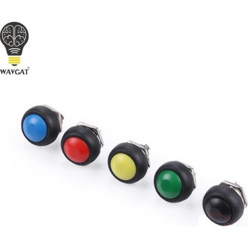 WAVGAT 6Pcs Mini 12mm Waterproof Momentary ON/OFF Push Button Round Switch PBS-33B