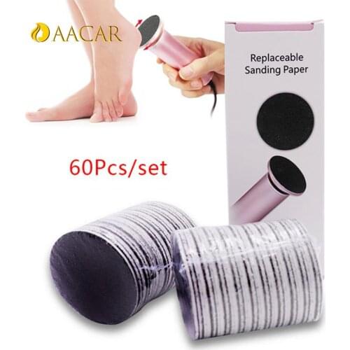 60pcs Foot File Callus Hard Remove Dead Skin Pedicure Tool Replaceable Sandpaper Disc Cuticle Callus Remove Tool For Electric
