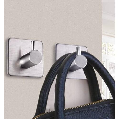 Aluminum Robe Wall Towel Hook Self Adhesive Home Wall Door Stainless Steel Coat Hook Rustproof Hook Hanger Home Hardware