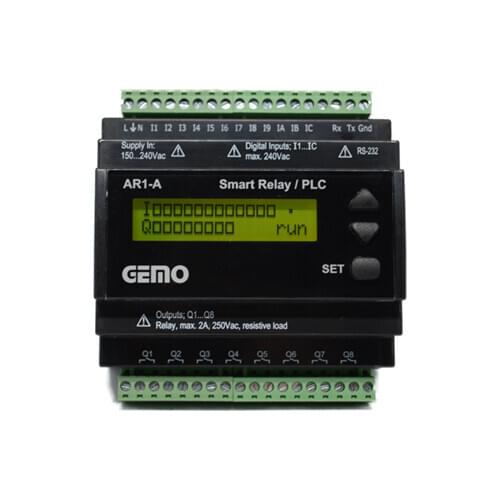 AR1 Gemo Smart Relay / PLC AR1-A Rail Mount Smart Relay / PLC Programmable with Ladder (Prefer AR2 For new Projects)