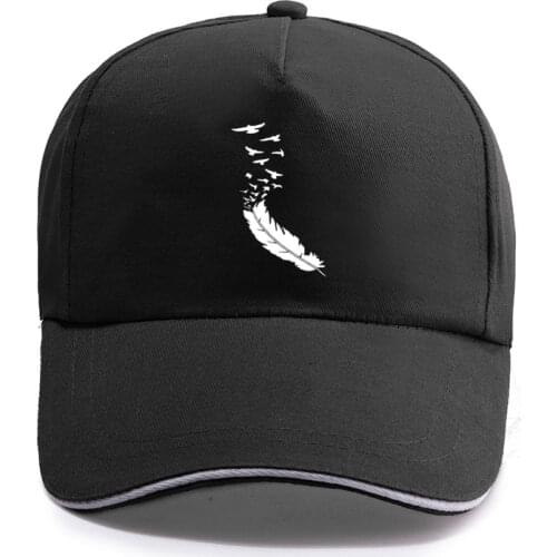 New Fashion Feather Funny Print Baseball Cap Unisex Women Men Casual Cotton Hat Snapback Hats Trucker Caps Sun-Hats