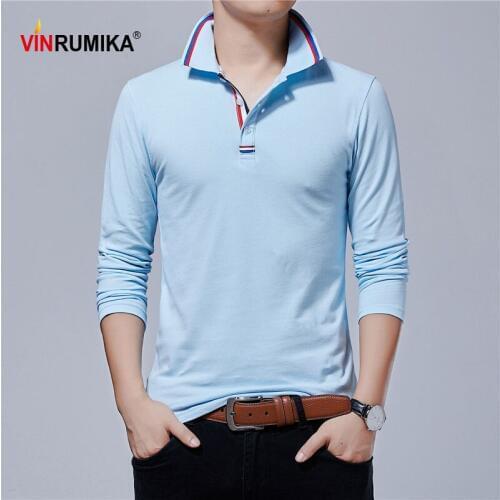 Large Size M-5XL Mens Spring Business Casual Brand Cotton Long Sleeve T-shirt Autumn Man Blue T-shirts Black White Tees & Tops