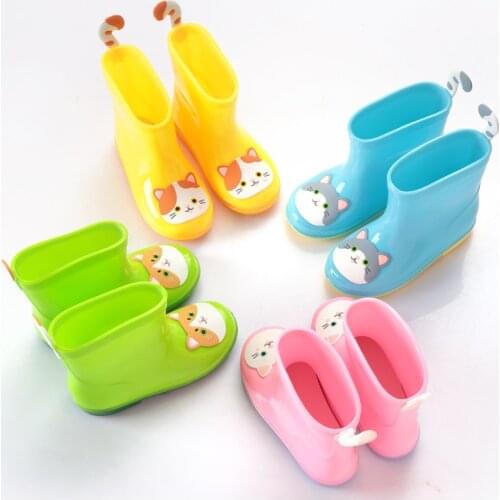 Cute cat tail children rain boots baby toddler boots children boots 3-4-5 years old boys and girls princess rain boots2021