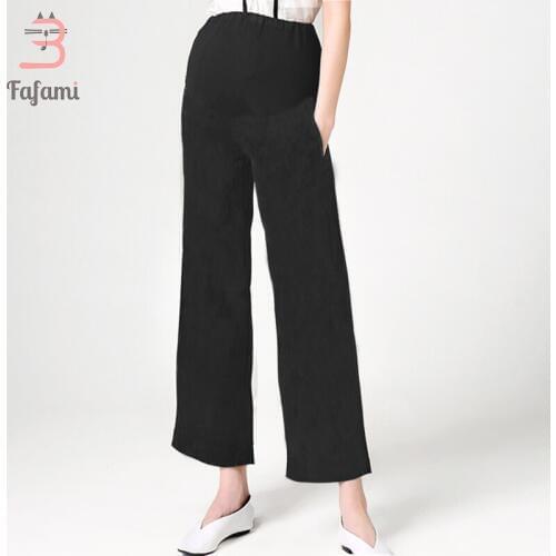 Materniity pants women Pregnancy Loose cotton pants Capris maternity clothes casual pants black high waist wide leg pants spring