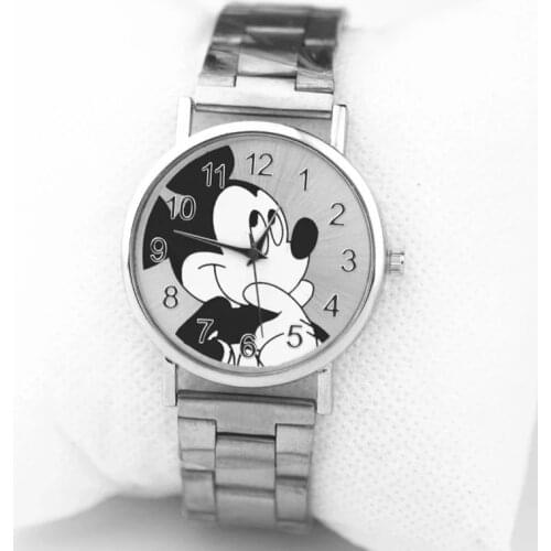 2021New Luxury Brand Mickey Fashion Men Women Watch Anime Cartoon Lady Stainless Steel Quartz Watches Gift Zegarek Damski Reloj