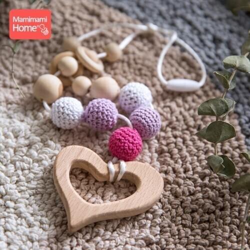 Mamihome 1pc Baby Wooden Teether Diy For Baby Nursing Necklace Beech Rodent Croche Smile Beads Ring Rattle ChildrenS Goods Toys