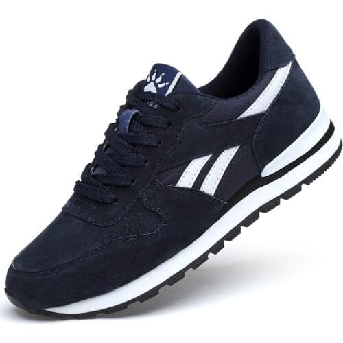 Breathable Casual Running Shoes for Men Outdoor Sports Shoes Women Genuine Leather Sneakers Men Lightweight Lace-up Flat Shoes