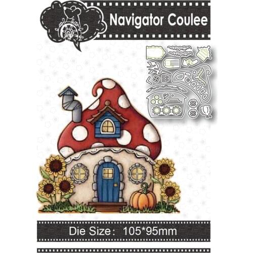 Mushroom House Cutting Mould 2021 Sunflower Dead Scrapbook Metal Decoration Template Clear Stamp DIY Craft Creative Cutting
