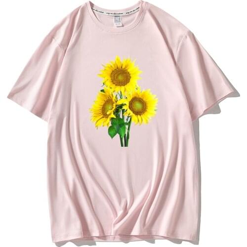 T-shirt In Stock Plus Size Sunflower Print T Shirt for Women Short Sleeve T-shirt Summer Tops Gothic Clothing Girls Set Harajuku