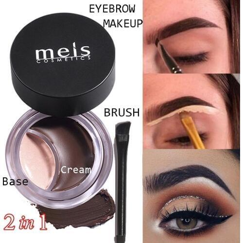 EyeBrow Gel Gream Concealer Base with Brush Set Waterproof Eyebrow Enhancers Makeup Black Brown Eye Brow Tint Pomade 2 In 1 Kit