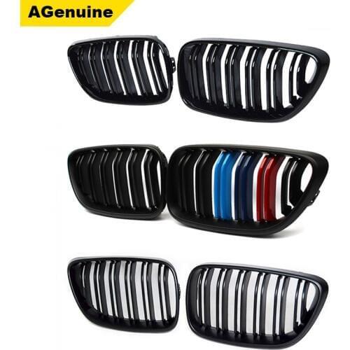 Glossy black M strip ABS carbon fiber Car front bumper radiator mesh grille auto grills for BMW 2 series F22 F23 F87 M2