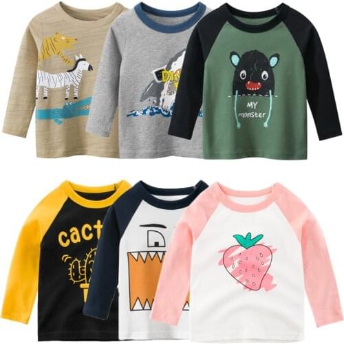 Unisex Babys Boy Girl T-shirt Cotton Cartoon Autumn Kids Clothes Cactus Stripe Strawberry Tops Long Sleeve O-neck Print T Shirt