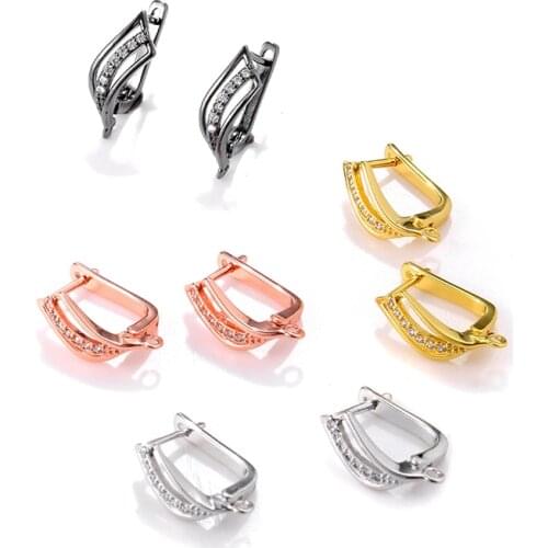 JunKang DIY Zircon Tassle Earrings Clasps Woman Handmade Jewelry Making Accessories Fashion Hooks Findings
