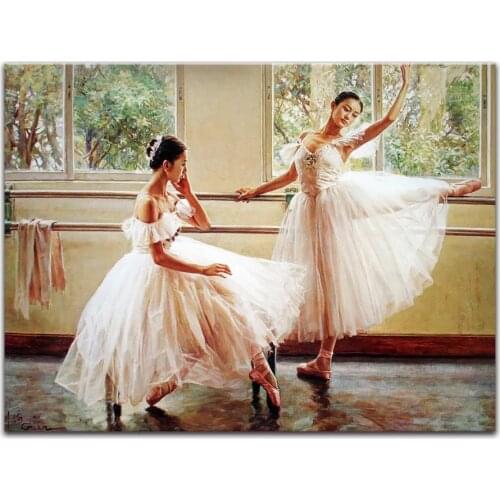 Chinese Ballet Girl Canvas Paintings Decorative Picture For Dance Training Room Mural