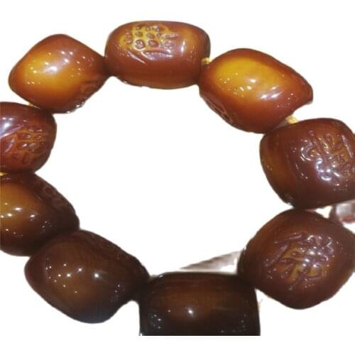 Chinese Amber beeswax bangle Elastic Hand string Beads bangle