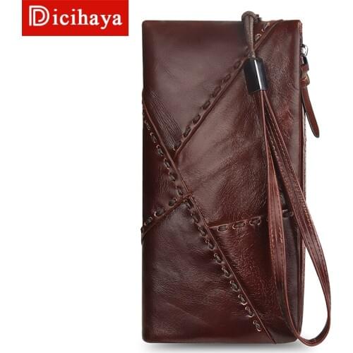 DICIHAYA Women Wallets Genuine leather Long Style Card Holder Purse Quality Zipper Large Capacity Brand Luxury Wallet For Men