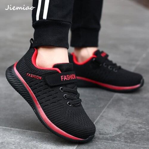 JIEMIAO 2021 Fashion Children Running Shoes Boys Sneakers Hook & Loop Kids Sport Shoes Breathable Mesh Casual Sneaker 5-12 Years
