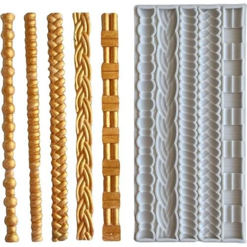 KUXSE Linen Rope Silicone Mold Fondant Mold DIY Pearl Fondant Cake Decorating Tools Chocolate Gumpaste Mold Kitchen Baking Tools