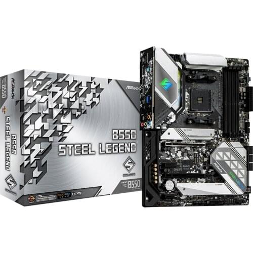 ASRock B550 Steel Legend Desktop PC Motherboard B550 Socket For AMD AM4 CPU DDR4 SATA3, 1 Ultra M.2 USB 3.1 HDMI ATX