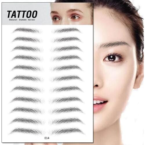 11 Pairs/sheet Magic 4D Hair-like Eyebrow Tattoo Sticker False Eyebrows Waterproof Lasting Makeup Water-based Eye Brow Stickers