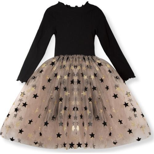 2019 New Brand Baby girls Dress Long Sleeve Lovely stars Party Prom Kids Dresses For Girls Clothes Fashion Toddler Clothing 3 8Y