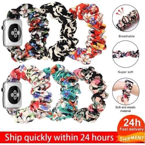 Scrunchie Elastic Watch Straps Watch band for Apple Watch Band Series 6 SE 5 4 3 2 1 38mm 40mm 42mm 44mm for iwatch Ladies strap