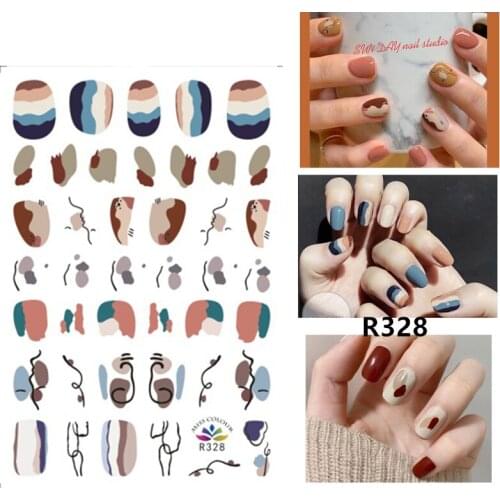 Self-adhesive 3D Stickers for Nails Line Graffiti Colour Nail Art Decorations Small Size Fashion Stickers Women Girl Nail Foil
