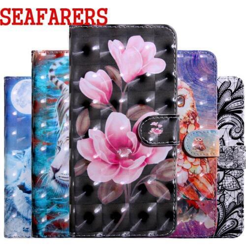 SEAFARERS For Xiaomi Mi Play / 8 Lite Case 3D Vision Painted Flip Case For Xiaomi Redmi Note 7 Note7 Pro Phone Cover PU Leather