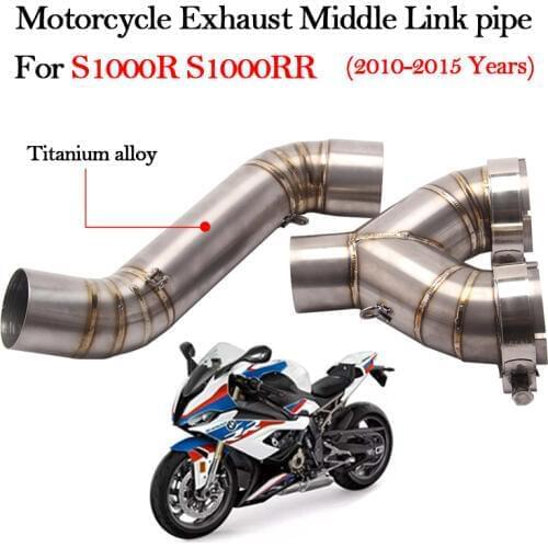 Slip on For S1000R S1000RR 2010 2011 2012 2013 2014 2015 Years Motorcycle Exhaust Titanium alloy Middle Link pipe Escape Muffler