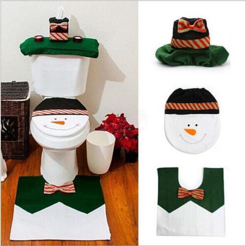 Snow man Merry Christmas Toilet Seat Cover set Navidad Rug Bathroom Set Christmas Decoration gift factory price LW0268