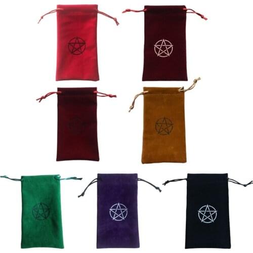 Tarots Storage Bag Pentagrams Velvet Bag Witch Altar Divination Board Game Cards Bag Drawstring Package