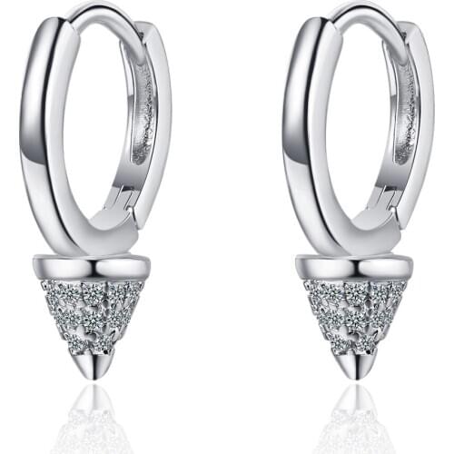 Rock Hip-Hop Small Huggie Hoop Earrings Women Cubic Zirconia Cone Drop Earring Jewelry Gift