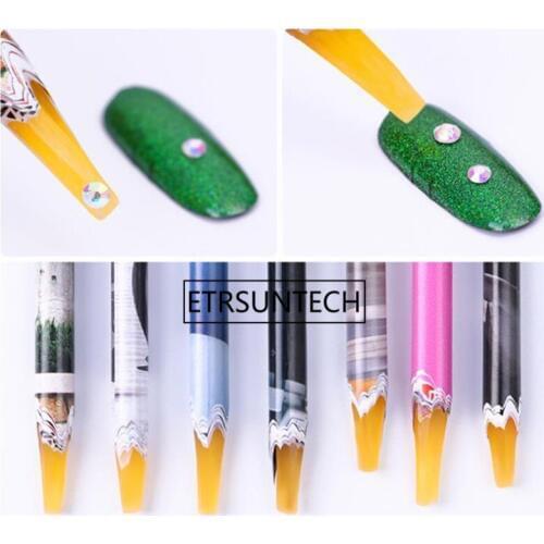 Nail Jewelry Nail Crayons Point Pen Sticky Drilling Sticky Pen Nail Paste Stick Beauty DIY White yellow Core Nail Tool F1678
