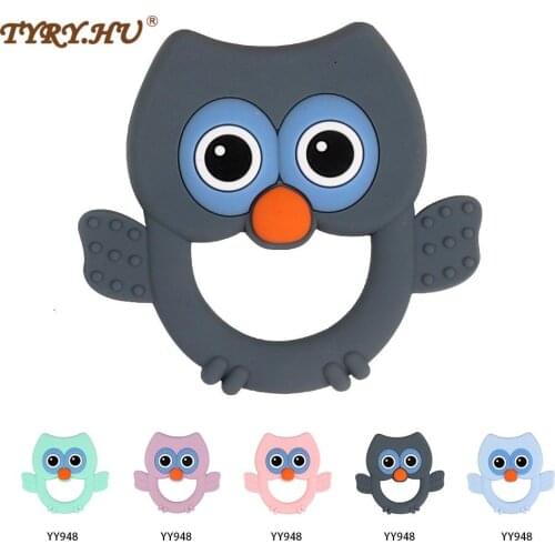 TYRY.HU 1pc Owl Baby Silicone Teether Carton Bird Baby Chew Toys Teething Perle Silicone Beads BPA Free Chewable For Jewelry