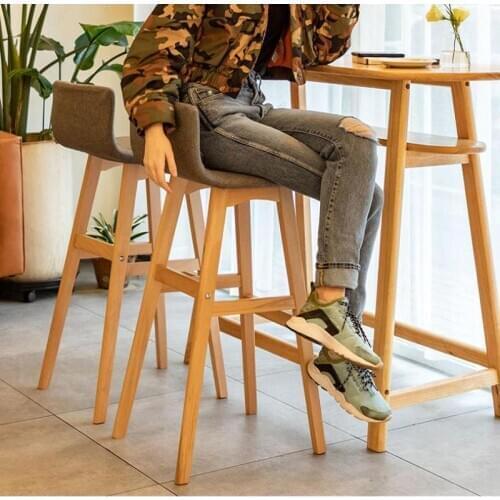 1000 Living Back Solid Wood Bar Chair Nordic Bar Chair Bar Stool Simple Home Front Stool