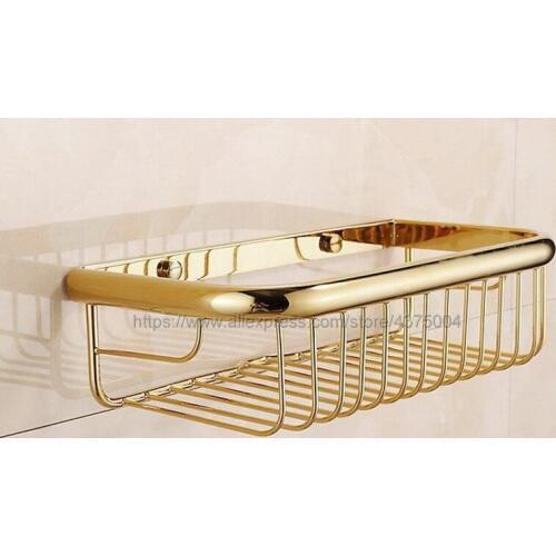 11.7" (300mm) Chrome Brass Finish Modern Bathroom Accessories / Wall Mounted Soap and Sponge Shower Storage Basket Nba095