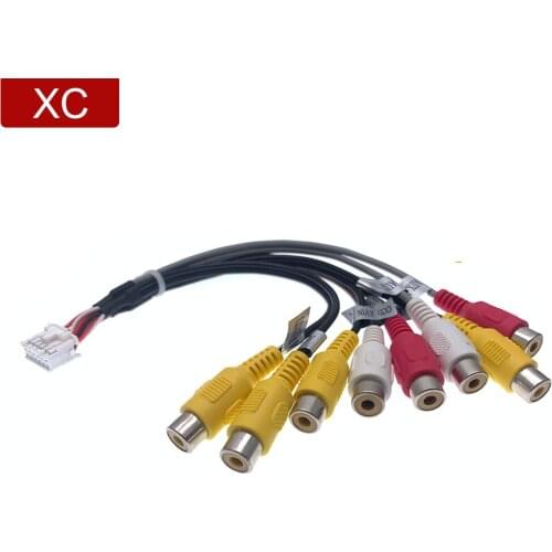 12 Pin Car Universal 8 RCA Output Wire Harness CCD AUX AV IN Out Cable Adapter Wiring Connector Android CD Radio Car Accessories