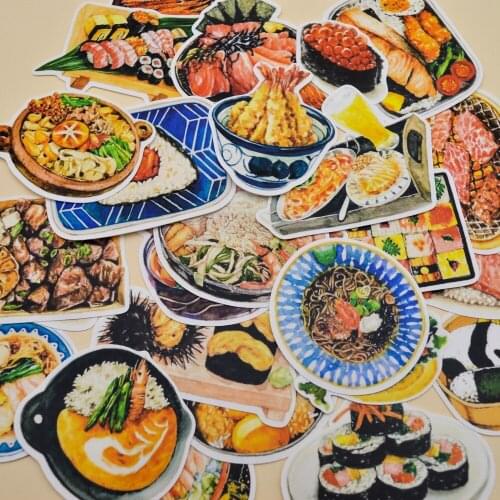 28pcs Self-made Japanese Sushi Sashimi food sticker decoration dry glue paper /hand book Diary stationery Sticker