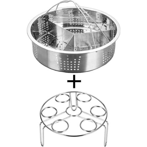 3Pcs/Set Pressure Cooker Accessories Stainless Steel Steam Basket with Egg Steamer Rack, Divider for Kitchen Cooking