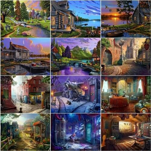 5d Diy Diamond Embroidery All Kinds Of Scenery Round Diamond Portrait Cross Stitch Mosaic Set New Home Decoration