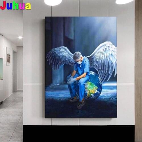 5d Diamond Painting Full Drill Round Doctor Angel Saves Life Diamond Mosaic Art Diamond Embroidery Earth Picture Wall Decor