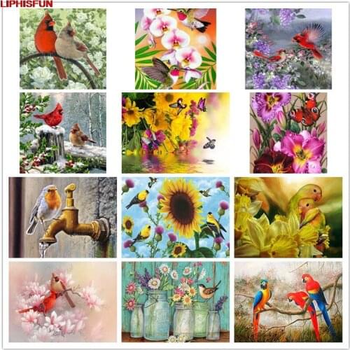 5D Full Drill Diy Diamond Painting Cross Stitch Resin Square/round Diamond Embroidery Decoration flower bird butterfly landscape