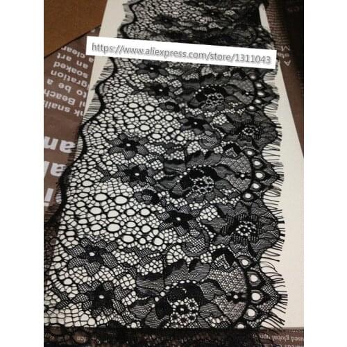 6 Meter/lot Eyelashes lace trim flower-shaped white black lace fabric diy accessories 15cm wide laciness