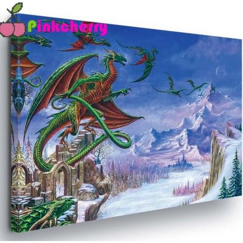 Dragon diamond painting,full,square,round diamond embroidery mosaic diamond diy handwork puzzle diamant Snow Animal deify k1013