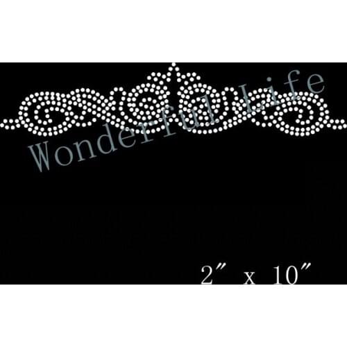 Free Shipping crown with strips line rhinestone Iron On bling transfer with hot design dot for clothing