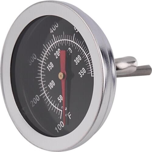 Stainless Steel BBQ Smoker Pit Grill Bimetallic thermometer Temp Gauge with Dual Gage 500 Degree Cooking Tools