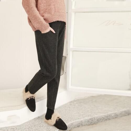 Woollen Cloth Maternity Pants Autumn Winter High Waisted Pregnant Clothes Abdominal Support